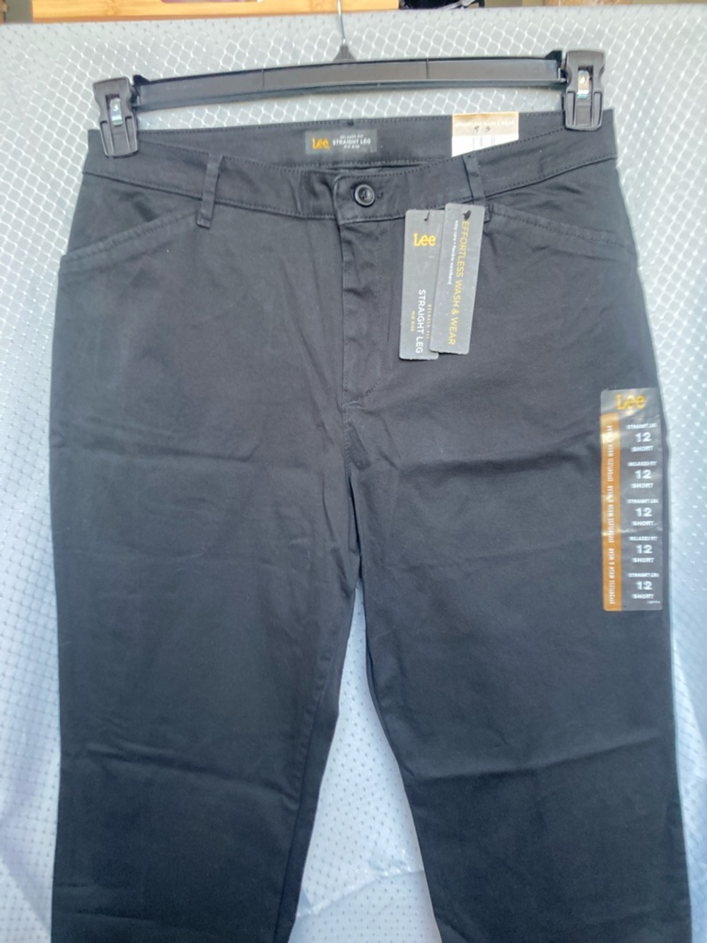 Lee midrise relaxed fit straight leg pant black effortless wash & wear 12 short - Picture 6 of 17